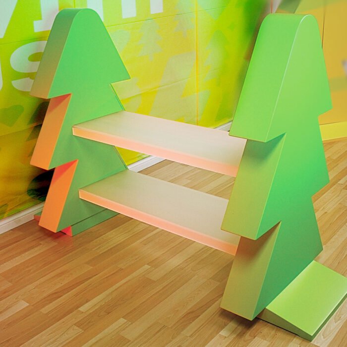 Trade_Show_Booth_Shelf - The Bees Knees Design tree shaped exhibition display with acrylic shelves.