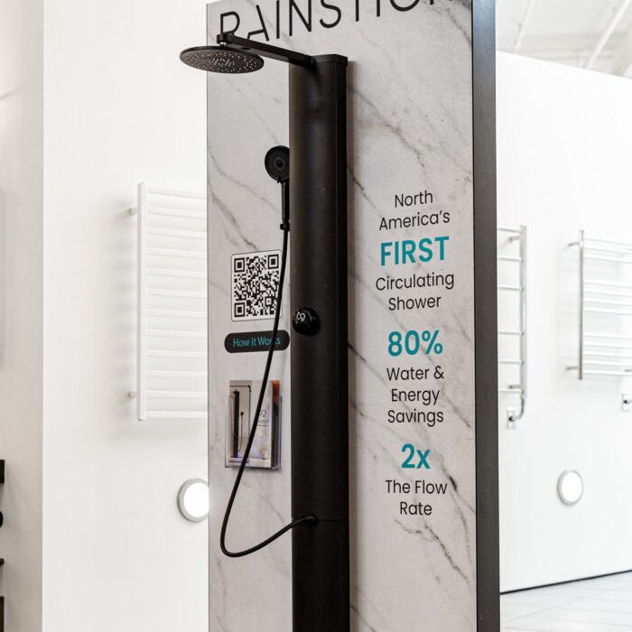 Rainstick_Display - The Bees Knees Design retail activation showcasing a rainstick shower head. experiential marketing displays, custom displays