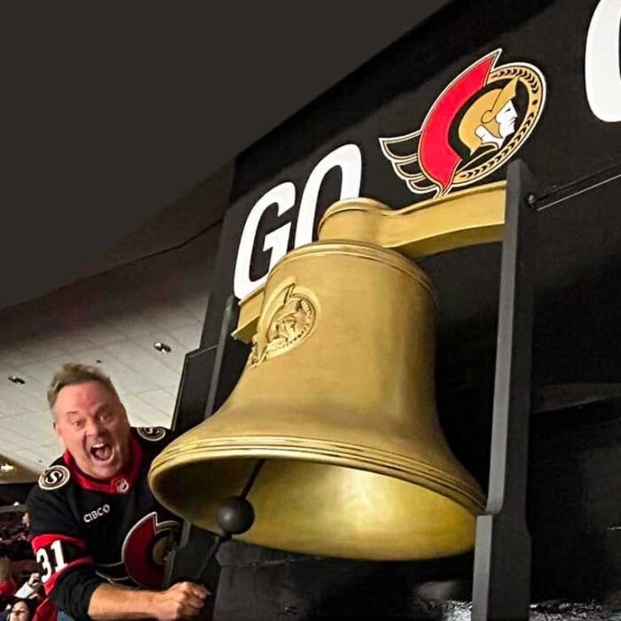 Ottawa Senators, NHL - Liberty Bell Fan Activation - The Bees Knees Design Experiential Event, Experiential Marketing Fabrication, Ottawa Senators liberty bell replica.