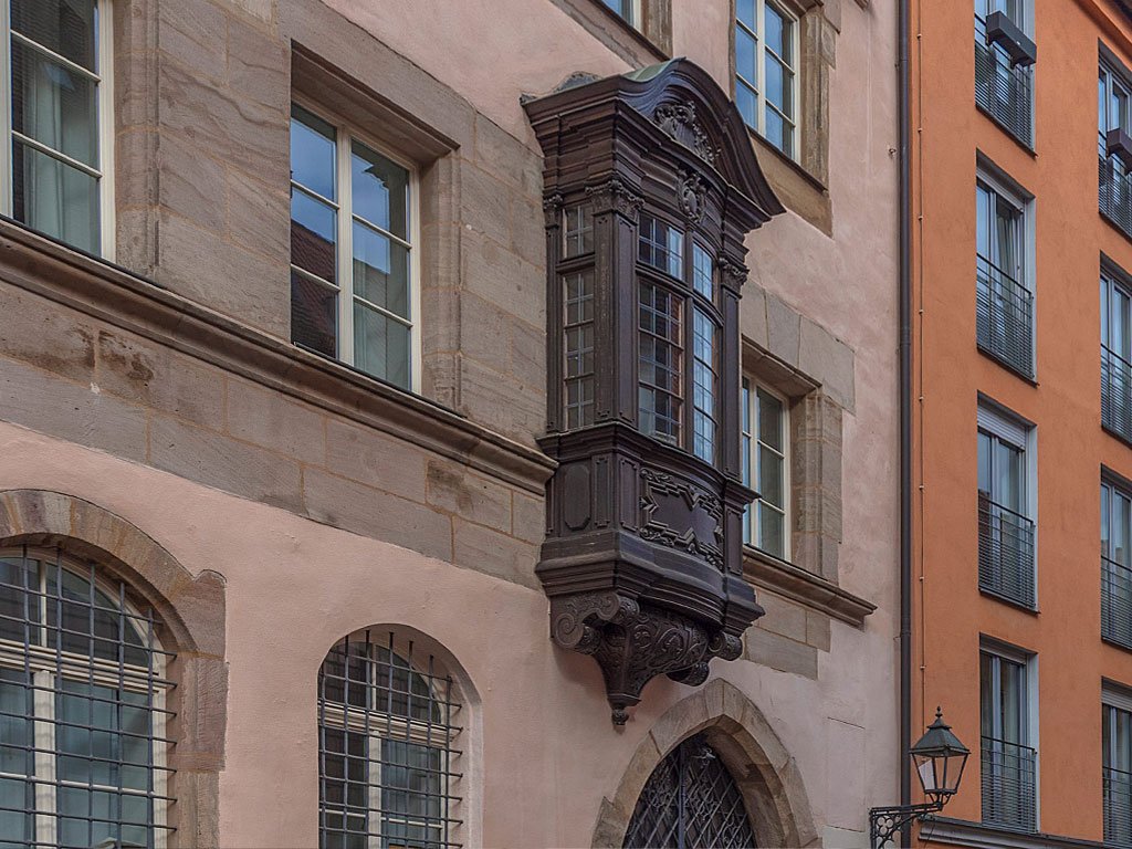 Exhibit display, street view of Nuernberg's iconic original Choerlein | TBKD