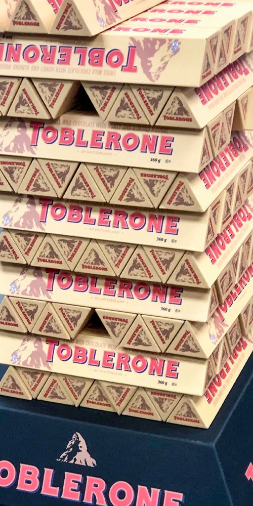 Toblerone bars at a brand activation event.