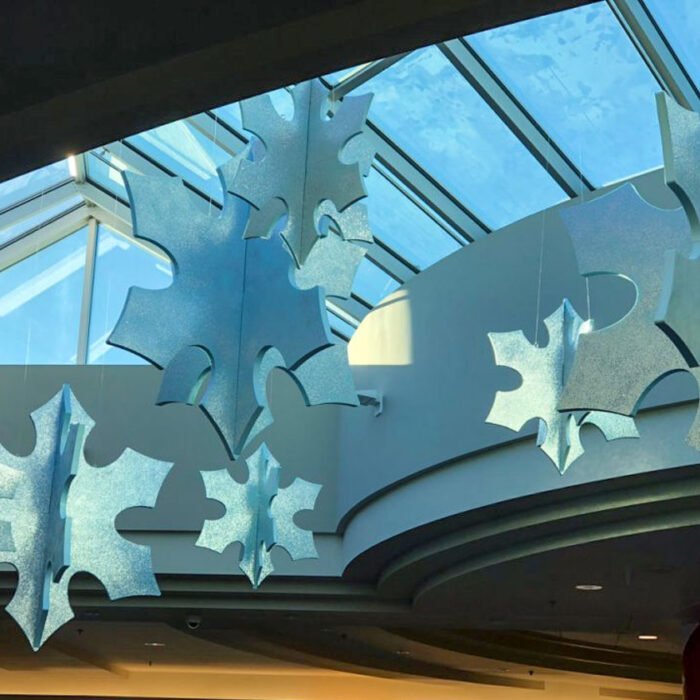 giant hanging snowflakes mall props.