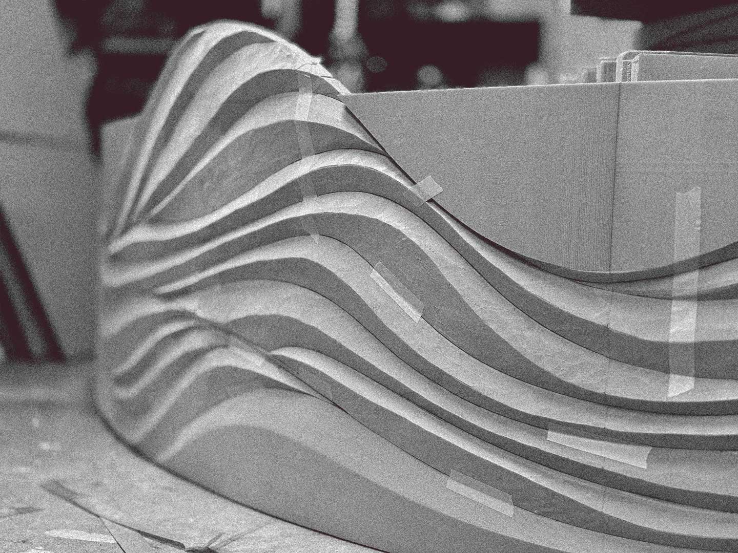 Kiosk_Relief_Fabrication retail kiosks wavy relief sculpted facade.