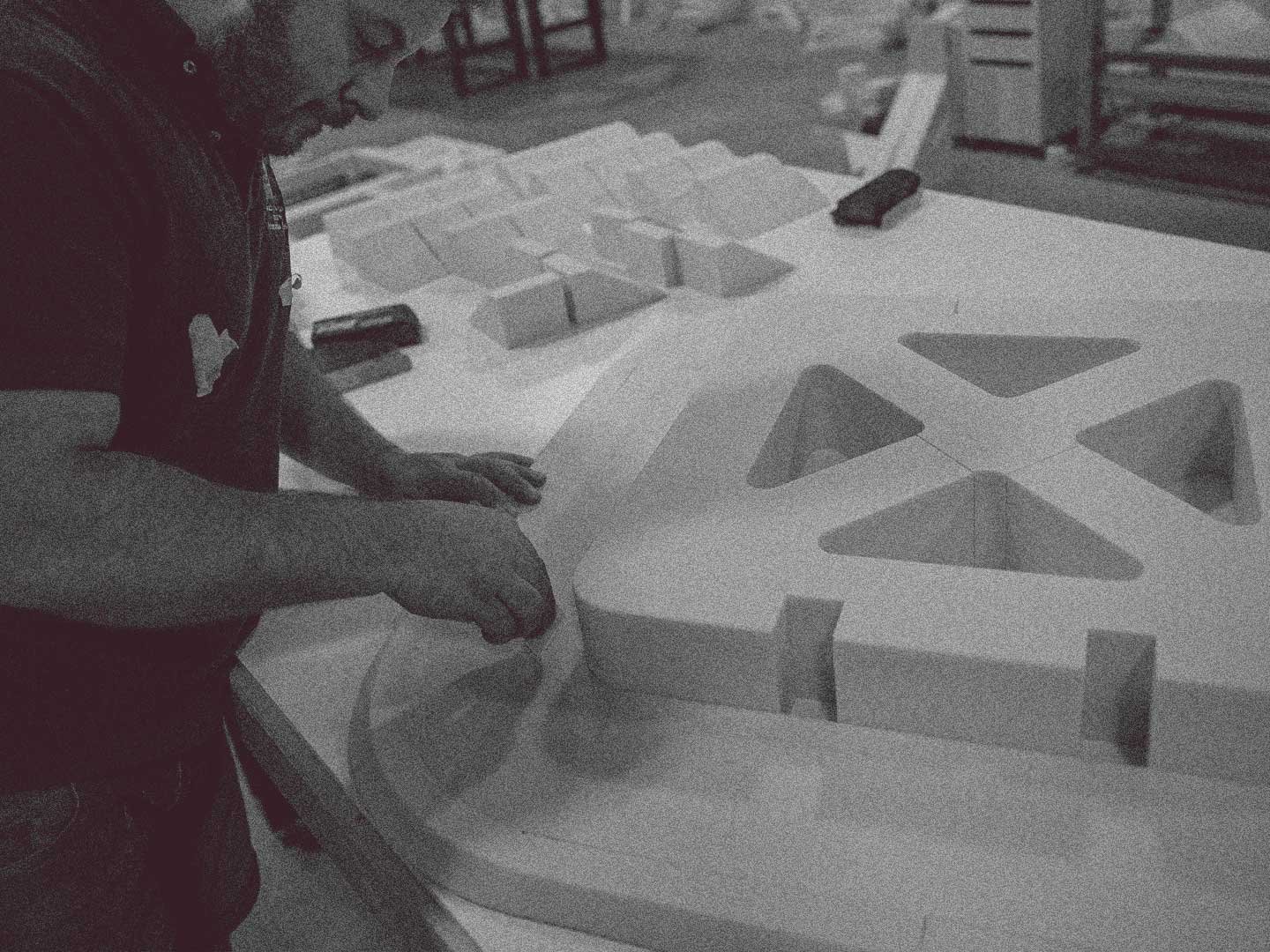 TBKD_Facility_Finishing Custom museum fabrication of a ceiling mounted futuristic air outlet prop.