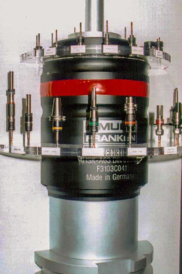 EMUGE_Replica_Displays_Product EMUGE Franken product replicas display with different chucks and drills displayed..