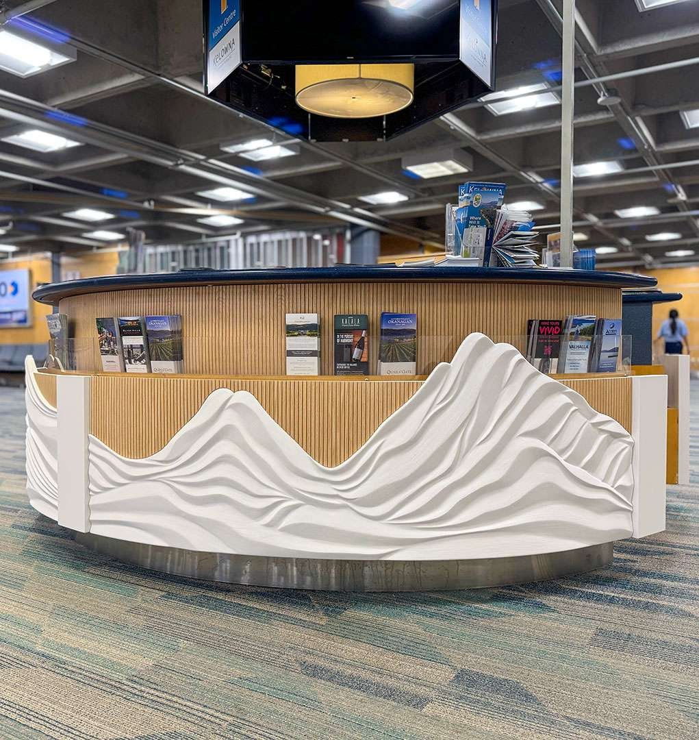 Kiosk_Full_1080 Custom retail kiosks for Tourism Kelowna at the Kelowna International Airport.