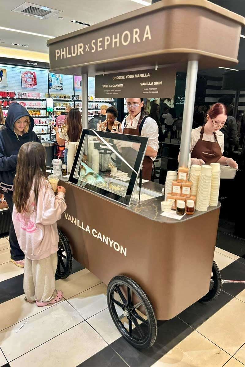 PHLUR_Sephora_Activation_Edmonton Clients waiting for ice cream as part of a In-store brand activation at the West Edmonton Mall, PHLUR Sephora store.