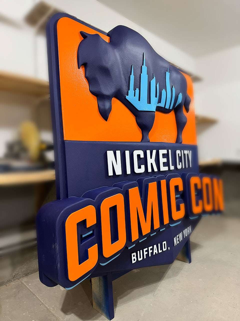 Signage_Fabrication_Nickel_City Freestanding Nickel City Comic Con welcome sign used as a photo op.